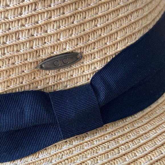 New CC Creations Paper Floppy Straw Hat embroidered do not disturb OS - Picture 2 of 8